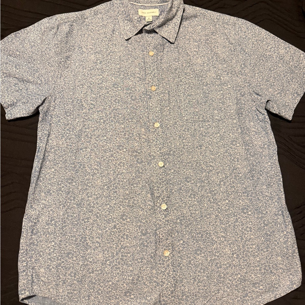 Casual Light Blue Floral Button Down Shirt
